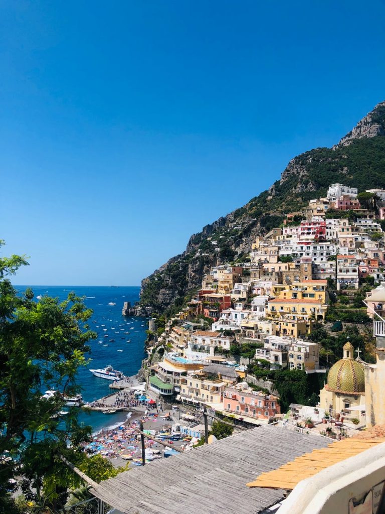 picturesque landscape of rocky seashore with houses